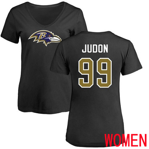 Baltimore Ravens Black Women Matt Judon Name and Number Logo NFL Football #99 T Shirt